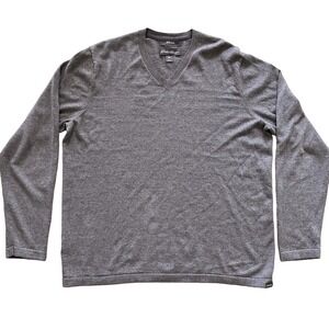 Eddie Bauer V-Neck Sweater Mens L Merino Wool Cotton Blend Long Sleeve Classic